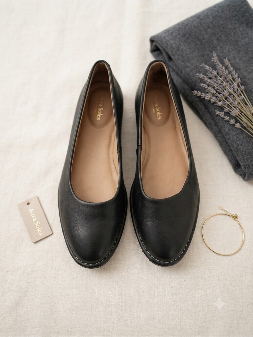 Black Women's Flats, Size 6.5, Brand Unknown, EUC